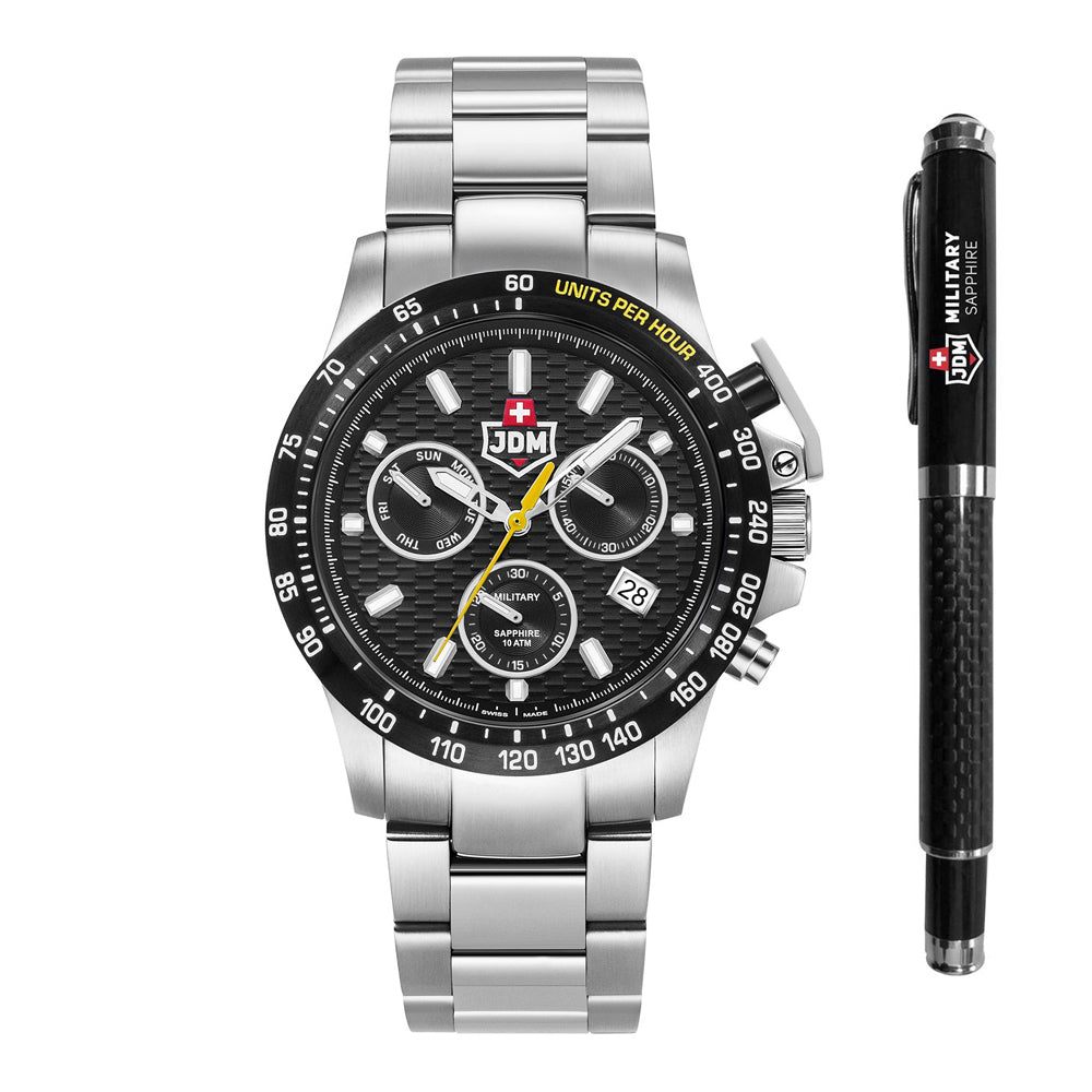 JDM Military Charlie ll JDM-WG017-01 Set de regalo con cronógrafo y reloj para hombre
