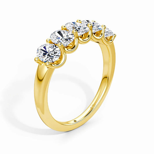 Anillo mujer de Compromiso en Oro 14K con Moissanita Ovalada