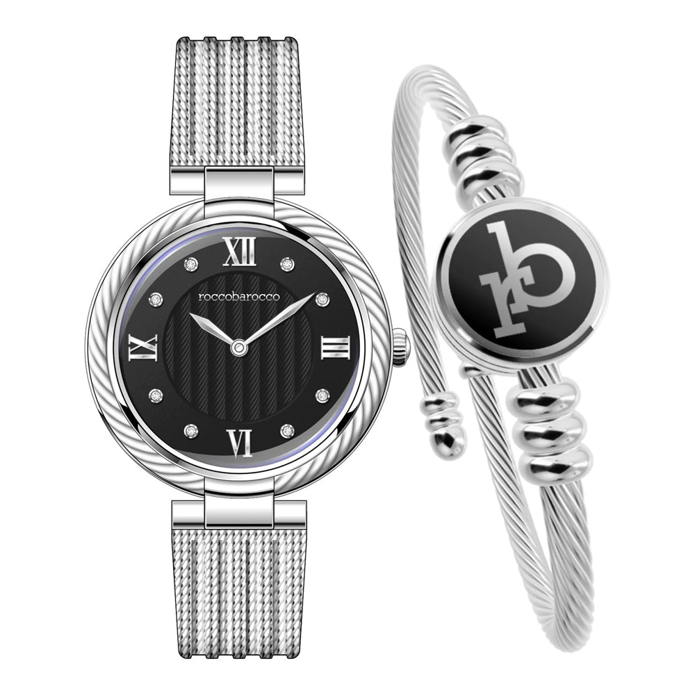Conjunto de reloj y pulsera para mujer Roccobarocco RB.4469S-01M